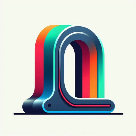 Colorful 3d letter Q in retro style, vector illustration.のイラスト素材