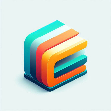 3d isometric letter e in 3d style, vector illustrationのイラスト素材