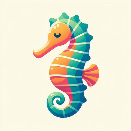 Seahorse. Vector illustration of a sea horse in retro style.のイラスト素材