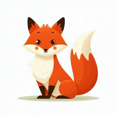 Cute cartoon fox. Vector illustration isolated on a white background.のイラスト素材