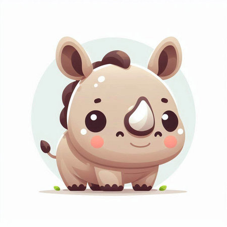 Cute baby rhinoceros. Vector illustration of a cartoon character.のイラスト素材