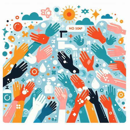 Coronavirus prevention. Hand washing. Vector illustration in flat styleのイラスト素材