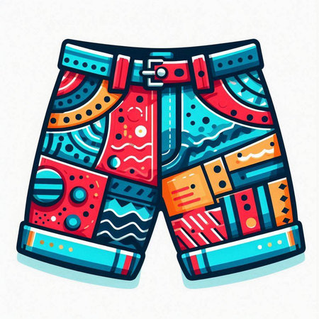 Vector illustration of man shorts in doodle style isolated on white background.のイラスト素材