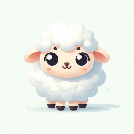 Cute cartoon sheep on white background. Vector illustration for your designのイラスト素材