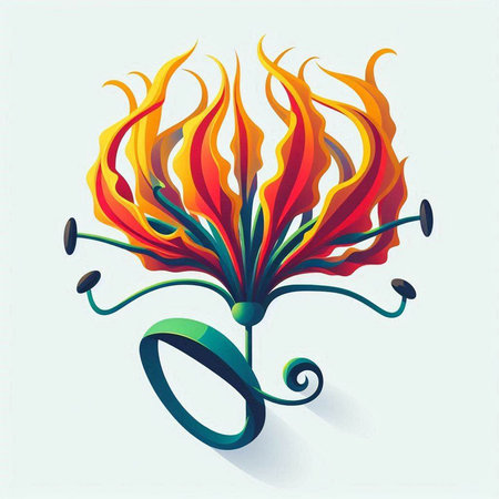 Illustration of abstract flower on a light background. Vector illustration.のイラスト素材