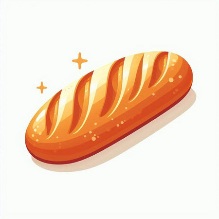Illustration of a fresh loaf of bread on a white background.のイラスト素材