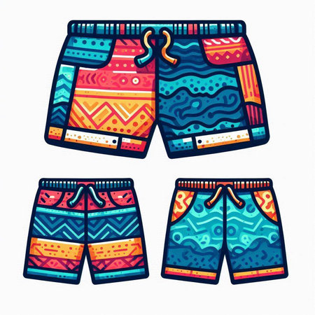Swimming trunks. Colorful vector illustration in doodle styleのイラスト素材