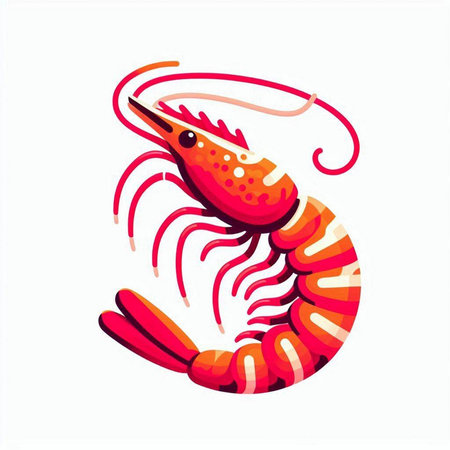 Red shrimps isolated on a white background. Vector illustration.のイラスト素材
