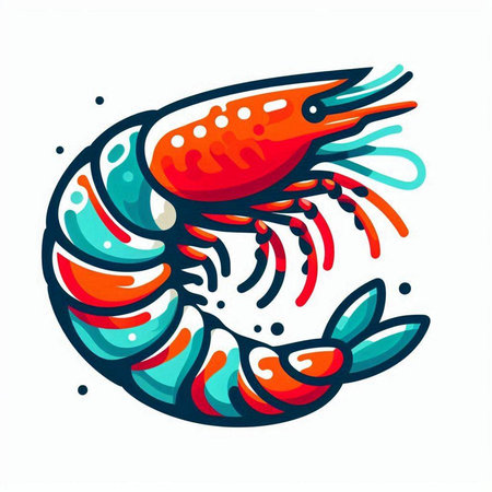 Shrimp. Vector illustration. Isolated on a white background.のイラスト素材