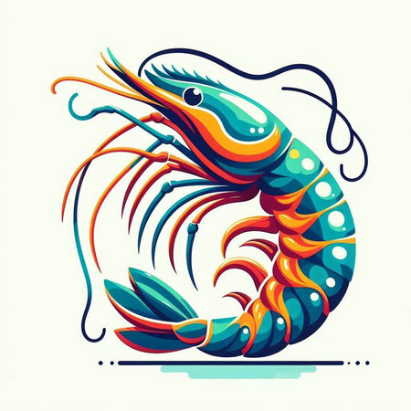 Shrimp. Seafood. Vector illustration isolated on white background.のイラスト素材