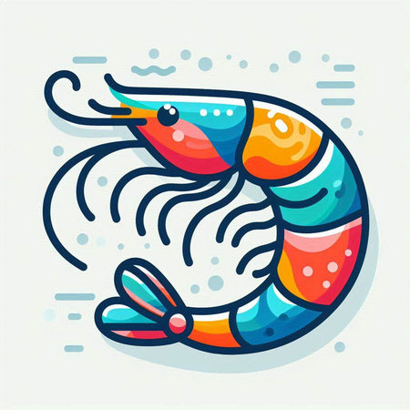 Shrimp icon in flat style. Seafood symbol. Vector illustration.のイラスト素材