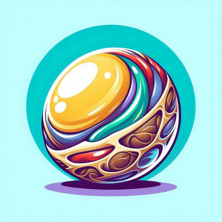 Illustration of an abstract sphere on a turquoise background.のイラスト素材