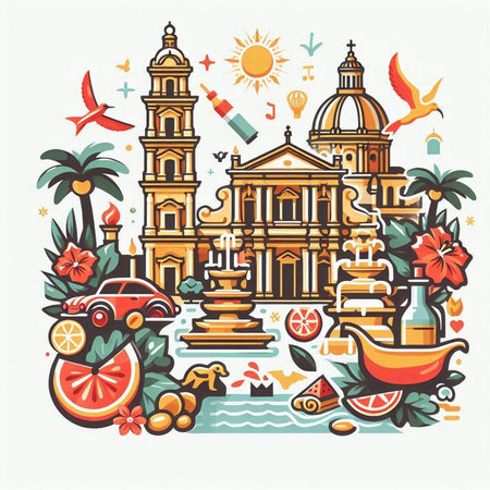 Cinco de Mayo, Mexico city. Vector illustration in flat styleのイラスト素材