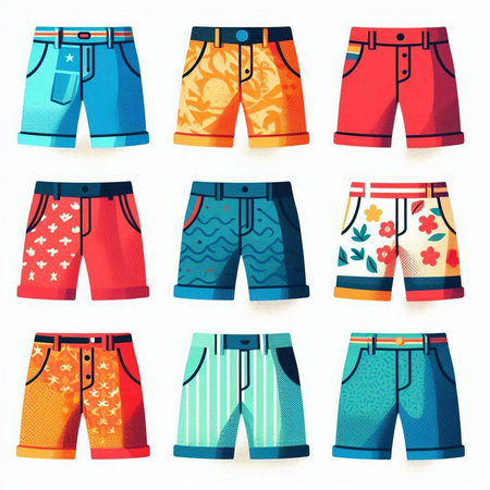 Swimming trunks set isolated on white background. Vector illustration.のイラスト素材
