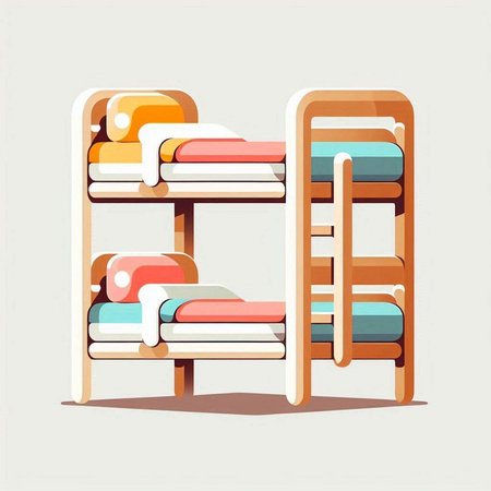 Bunk beds in the flat style on a light background. Vector illustrationのイラスト素材