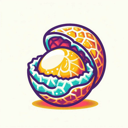 Ripe and juicy tropical fruit on a white background. Vector illustration.のイラスト素材