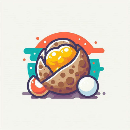 Egg in the shell icon. Vector illustration of egg in the shell.のイラスト素材