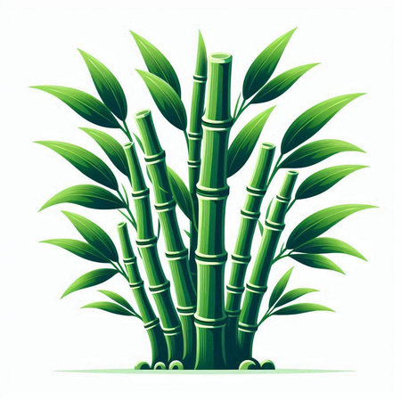 Bamboo stems with leaves. Vector illustration for your graphic design.のイラスト素材