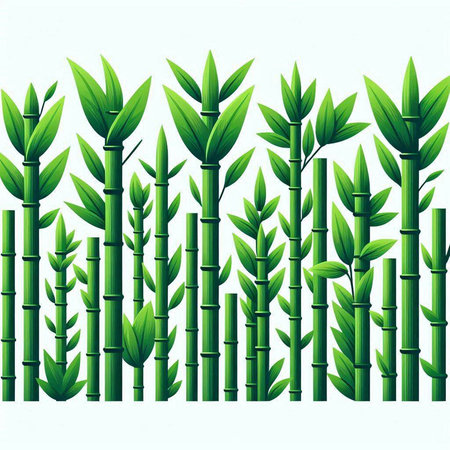 Illustration of bamboo stems and leaves on white background, vector illustrationのイラスト素材