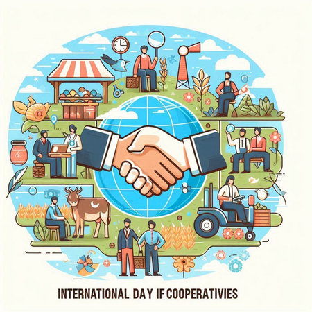 International Day of Farmers. Handshake of business people. Vector illustrationのイラスト素材