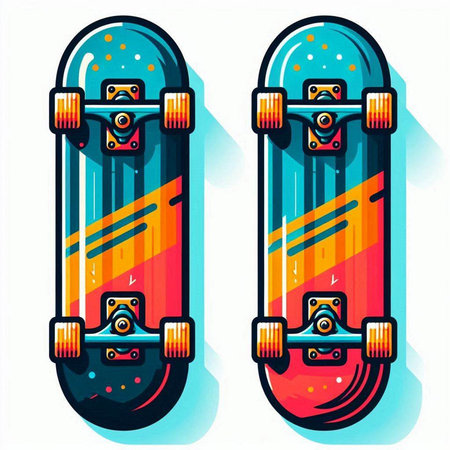Skateboard on white background. Vector illustration in flat style.のイラスト素材