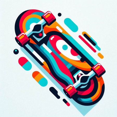 Skateboard on colorful abstract background. Vector illustration. Eps 10のイラスト素材