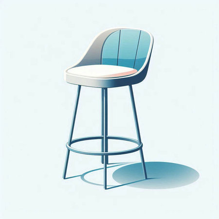 modern bar chair in blue color with shadow on a light blue backgroundのイラスト素材