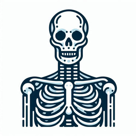 Human skeleton with bones. Vector illustration in blue color isolated on white background.のイラスト素材
