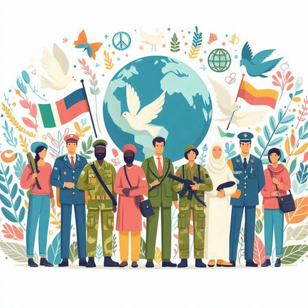 People of different nationalities and religions around the world vector illustration.のイラスト素材