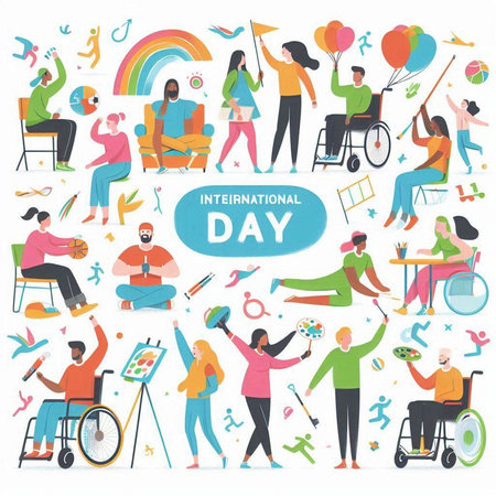 International Day of Persons with Disabilities. Vector illustration in flat styleのイラスト素材