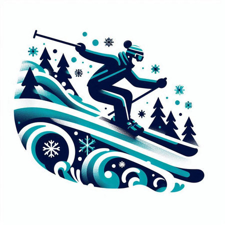 Snowboarder on a snowboard in the mountains. Vector illustrationのイラスト素材