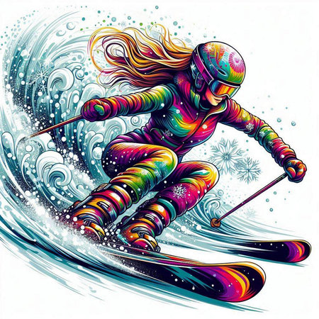 snowboarder in action. Vector illustration. Colorful graphics.のイラスト素材