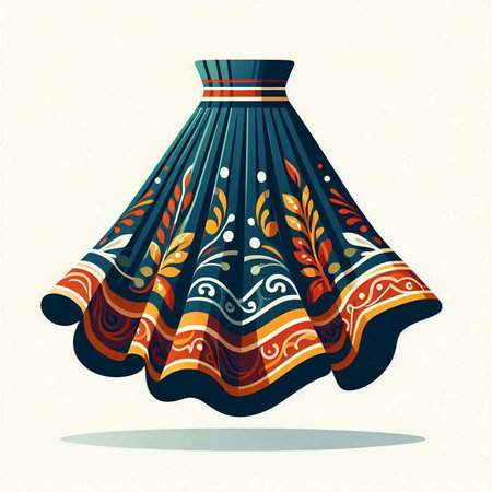 Vector illustration of a woman's skirt with a pattern in ethnic styleのイラスト素材