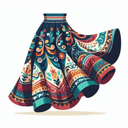 Vector illustration of a woman's skirt with floral pattern. Vector illustration.のイラスト素材