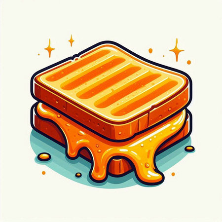 Illustration of a sandwich with honey on a white background. Vector illustrationのイラスト素材