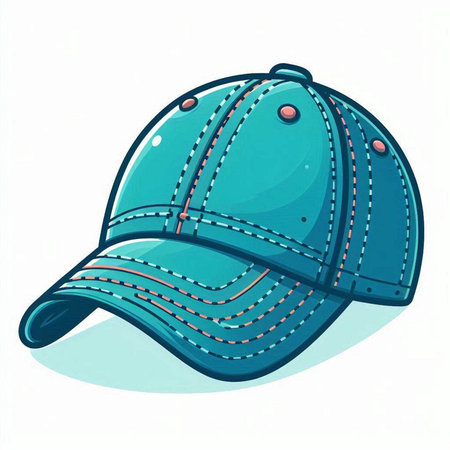 Vector illustration of a baseball cap in cartoon style on white background.のイラスト素材