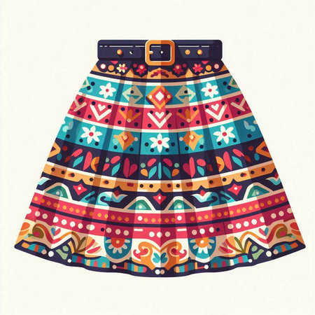 Ethnic patterned skirt. Hand drawn vector illustration for your designのイラスト素材