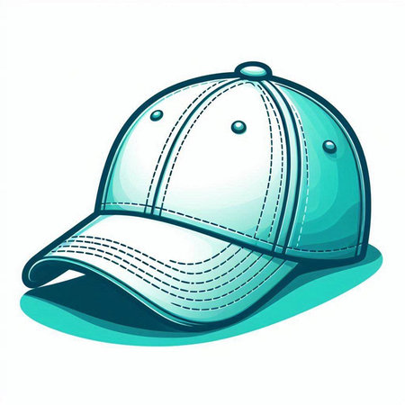 Illustration of a blue baseball cap on a white background, vectorのイラスト素材