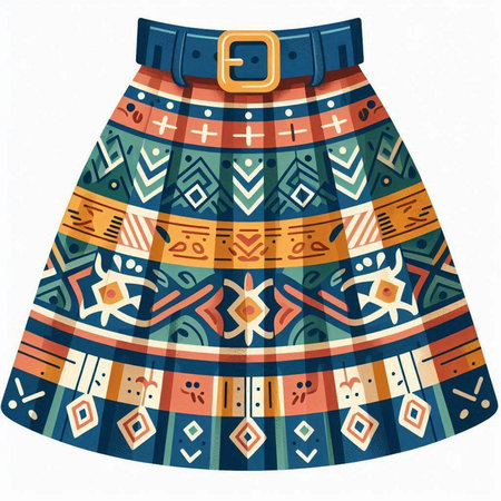 Vector illustration of a beautiful skirt with a pattern in ethnic style.のイラスト素材