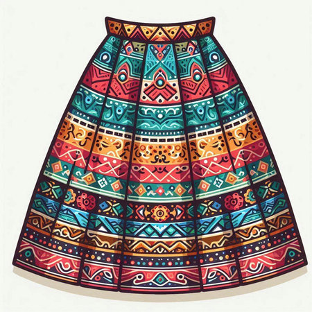 Ethnic patterned skirt. Hand drawn illustration for your design.のイラスト素材