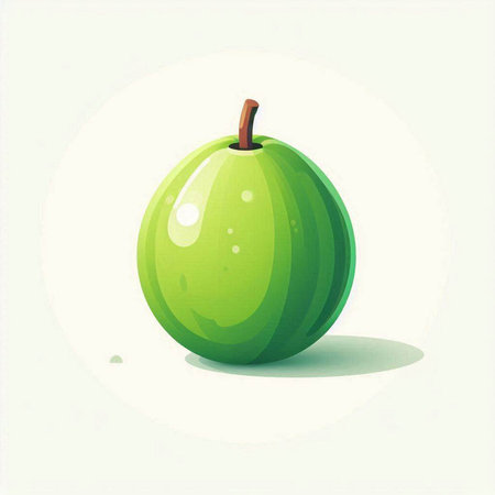 Green apple on a white background. Vector illustration. Eps 10.のイラスト素材