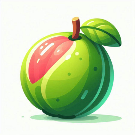 Illustration of green apple on a white background. Vector illustration.のイラスト素材