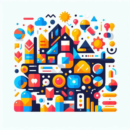 Colorful abstract vector illustration in the style of a flat design.のイラスト素材