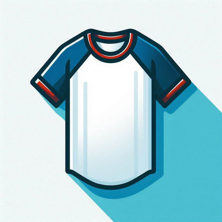 Blue sports t-shirt icon with long shadow. Vector illustration.のイラスト素材