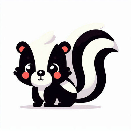 Cute skunk isolated on white background. Vector cartoon illustration.のイラスト素材