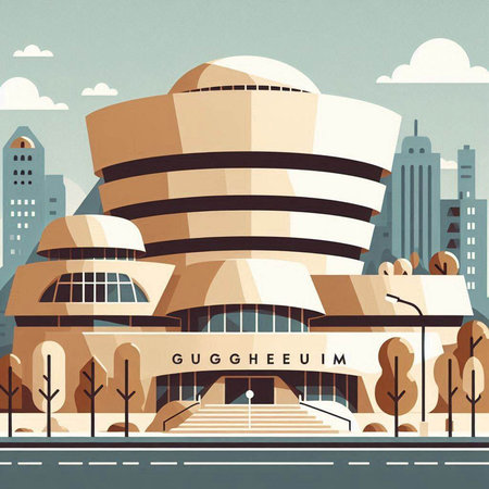 Vector illustration of a modern building in the style of a retro.のイラスト素材