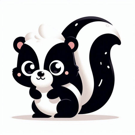 Cute cartoon skunk isolated on white background. Vector illustration.のイラスト素材