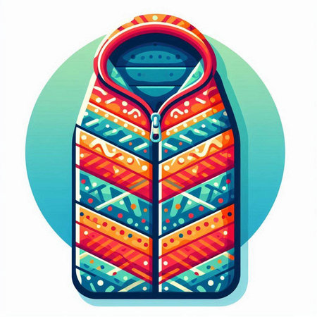 Colorful vector illustration of a warm winter jacket with a hood.のイラスト素材