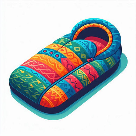 Illustration of a colorful sleeping bag on a white background - vectorのイラスト素材