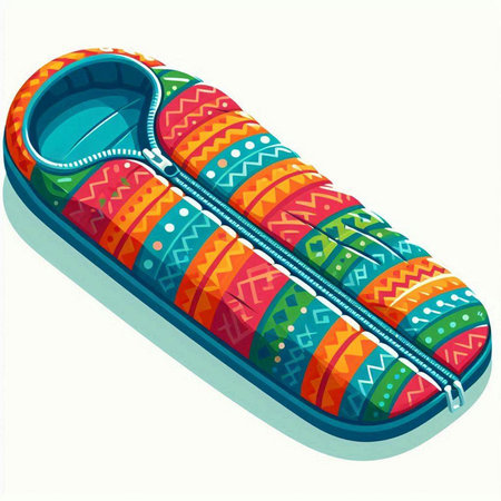 Colorful sleeping bag isolated on a white background. Vector illustration.のイラスト素材